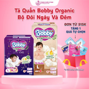 Bộ Đôi 2 Bịch Tã Quần Ban Ngày Và Ban Đêm - Bobby Organic Sleepwell Chứa Sợi Cotton Tự Nhiên - Thanh Ngân Store