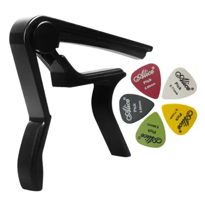 KAWES Guitar Capo Quick Change Clamp Key Acoustic Classic Universal Guitar Capo with Picks