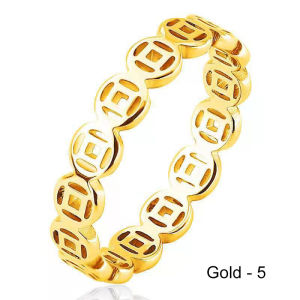 Corinna  Lucky Money Ring Charm Catcher Coin Stainless Charm Ring Bangkok Gold Plated Coins for good luck Fashionable Ring for Women