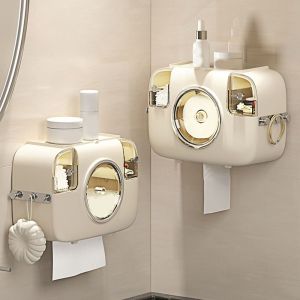 SAGOER Plastic Toilet Paper Holder Punch-Free Wall Mounted Face Towel Storage Box Practical Waterproof Disposable Washcloth Box for Home