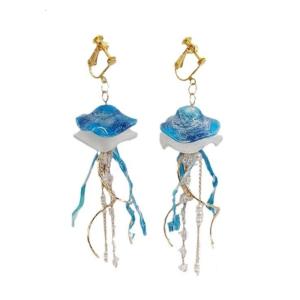 Elegant Blue Jellyfish Earrings Handcraft Accessory for Nature Inspire Styles Portable and Comfortable Wear