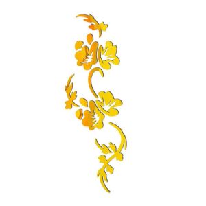 LUXERY Flower Vine Wall Sticker Gold Black Silver Acrylic Decorative Stickers Creative Flower Design Mirror Wall Decals Home Decoration