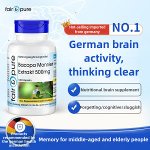 Brain Power Bacopa Monnieri Extrakt 500mg Supplement from Germany - Enhances Memory & Focus - 120 Capsules