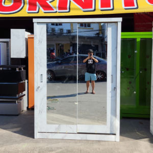 Lemari Baju Bahan HPL Cermin Double / Lemari Pakaian HPL 2 Pintu / Jumbo