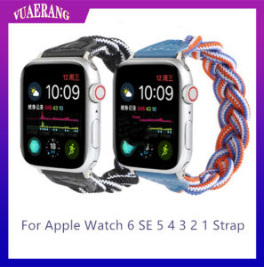 VUAERANG compatible for Apple Watch Band 6/SE/5/4/3/2/1 for i watch Single Loop color Braided Rope Nylon Strap