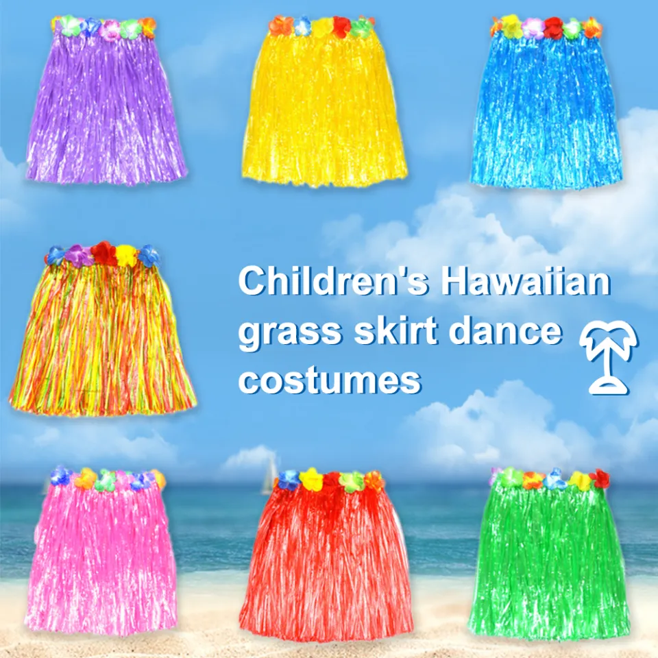 Hawaiian Grass Skirt Costume For Kids Festive Party Supplies With