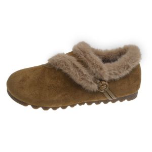 Big Size 35-41 Women Lazy Shoes Casual Warm Fur Slip-On Flat Shoes
