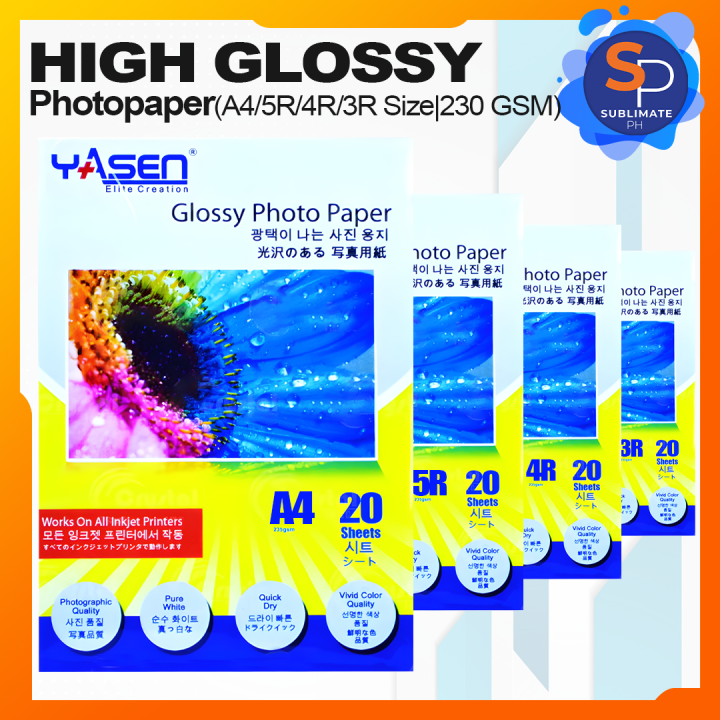 Yasen High Quality A45r4r3r Size High Glossy Photo Paper 230gsm 20 Sheetspack Lazada Ph