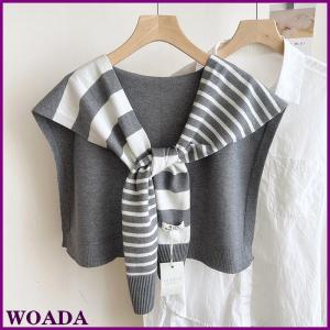 WOADA New Match Black And White Knitted Striped All-Matching Fashion Decoration Website Red Plus-Sized Neck Protection Shoulder Shawl