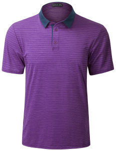 Mens Lightweight Stretchy Golf Polo Shirts Short Sleeve Breathable Quick Dry Casual Sports Stripe T-Shirts