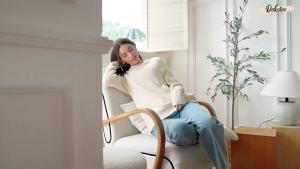 Dokotoo  Womens Casual Ribbed Crew Neck Long Sleeve Solid Color Cable Knit Loose Pullover Sweater Top