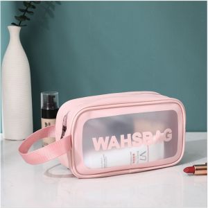Ella Mall COD Frosted PVC Zipper Waterproof Cosmetic Bag Travel Cosmetic Storage Bag Womens Washing Bag