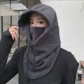 Warm Hoodie Hat Winter Men Women Hat Thermal Polar Fleece Balaclava Hat Hooded Neck Warmer Hike Cycling Windproof Hat. 