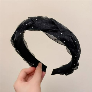 Elegant Zircon Hair Band Korean Fashion Simple Mesh Wide Headband Hair Accessories for Lady
