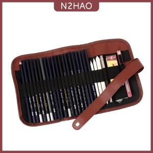 N2HAO Canvas pen curtain pen bag 24 hole large capacity sketching color lead roll pen