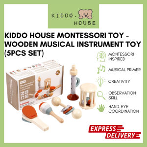 Kiddo House Montessori Toy Wooden Musical Instrument Set Baby Sensory Development Toy 5pcs Set Musical Instrument Toys