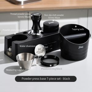 BINCOO Coffee Tamper Set Pressing Powder Base Portafilter Powder Distributor Pressing Powder Hammer Set Coffee Machine Handle Pressing Storage Rack 51/58mm Universal