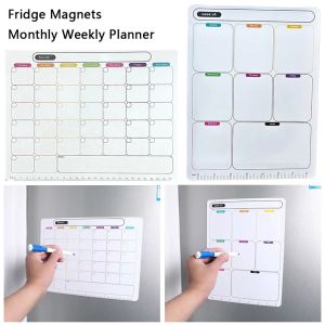 LUXURYLYN 1Pcs Soft Fridge s ic Monthly Weekly Planner Calendar Sticker Durable Erasable Note Message Board Refrigerator