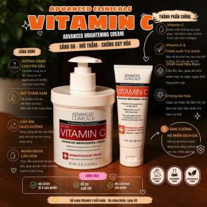 Kem Dưỡng Sáng Da Advanced Clinicals Vitamin C Dưỡng Trắng Mờ Thâm (Hủ 454g) - - Giúp da đều màu cải thiện tình trạng da xỉn màu - Cung cấp độ ẩm giúp da mềm mịn căng bóng - Hỗ trợ chống oxy hóa bảo vệ da trước tác hại môi trường