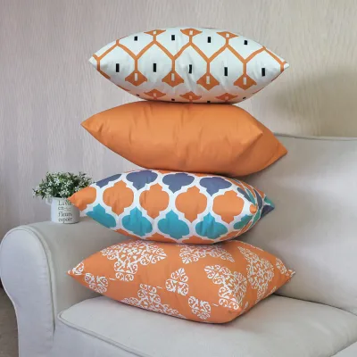 Twill Waterproof Throw Pillow Case Geometric Parttern Protector Square Outdoor Backrest Cushion Cover with Hidden Zipper for Sofa Chair Bedroom Living Room Home Decor