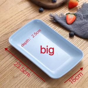 2PCS Wheat Fiber Rectangular Saucer Plate Dumplings Sushi Fruit BBQ Fish Steak Dish Unbreakable Dishware