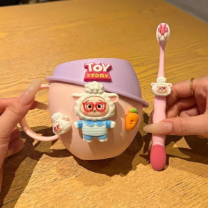 Bộ Cốc Đánh Răng Cho Bé Hoạt Hình Kèm Bàn Chải – Ly Súc Miệng Trẻ Em Có Nắp Bộ Cốc Có Sticker Nổi Bật