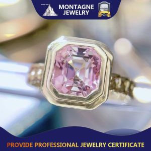 Montagne Jewelry 18k Pure Gold Ring Elegant Design Fine Jewellery Natural 10x10mm Pink Tourmaline Ring