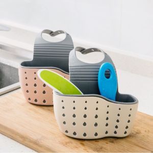 【COD&Fast Delivery】 Silicone Storage Drain Basket Adjustable Hanging Kitchen Sink Holder Soft Kitchen Accessories Soap Sponge Shelf Bathroom