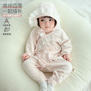 Baby autumn collection pure cotton a Butterfly-style long-sleeved seamless jumpsuit for autumn and winter baby clothing romper crawling suit