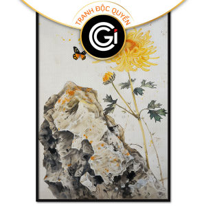Tranh thủy mặc hoa cúc vàng tranh treo tường tranh dán tường CGI - 420