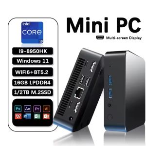 Mini PC Windows 11 Intel Core i9 8950HK 16GB DDR4 512GB 1TB SSD PC Gamer Computer Dual WIFI 6 BT5.2 4K HD Mini Gaming Pc Desktop