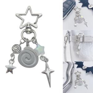 Star Bag Charm Trendy Bag Accessory Fashion Statement Pendant Gothic Key Ornament Alloy Texture for Keys and Purses