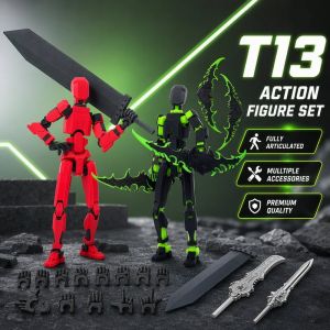 Robot Action Figure Set 3D Printed Multi Joint Movable Toy Model With Hands Tools Desktop Decor