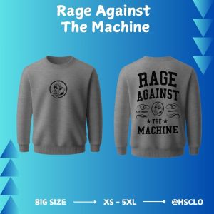 Sweater Warna Abu Misty HSCLO Musik Band Rage Against The Machine Bahan Fleece Jaket Lengan Panjang Ukuran Jumbo Big Size XS S M L XL XXL 3XL 4XL 5XL