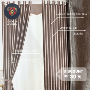 GORDEN BLACKOUT 6 GELOMBANG ( ELLMO  ) MOTIF SALUR GLOSSY BLACKOUT 85% GRADE A GORDEN BLACKOUT MINIMALIS PREMIUM GORDEN BLACKOUT IMPORT