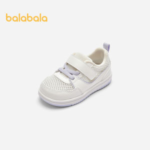 Balabala รองเท้าเด็กเดินรองเท้าเล่นกีฬากลางแจ้งเด็กสีขาวขนาดเล็กสมบัติของรองเท้าทารกเพศชาย2024เด็กผู้หญิงรองเท้าระบายอากาศเรียบง่ายฤดูร้อน