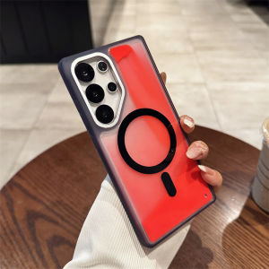 Luminous Quicksand Case for Samsung Galaxy S25 Ultra Magnets Magnetic Alloy Camera Ring Protective Cover Glow Dark Liquid Shell