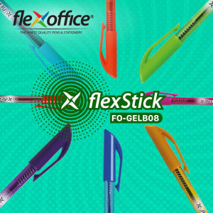 [12 PCS/BOX] [FLEXSTICK] FO-GELB08 Flexoffice SmoothInk Ballpen 0.5 |0.7m Black | Red | Blue