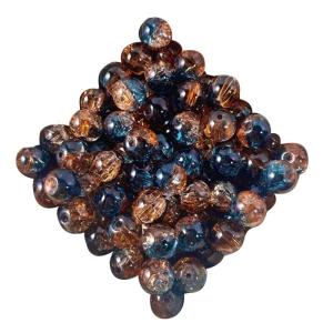 50Pcs Crushed Ice Glass Beads Multicolored Sparkling Round Craft Beads For Necklace Bracelets Crafting Supplies