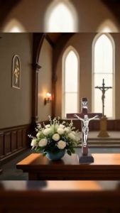 Klimo Crucifix Wall Cross Wooden Cross With Stand Jesus Cross Decor 1Pc