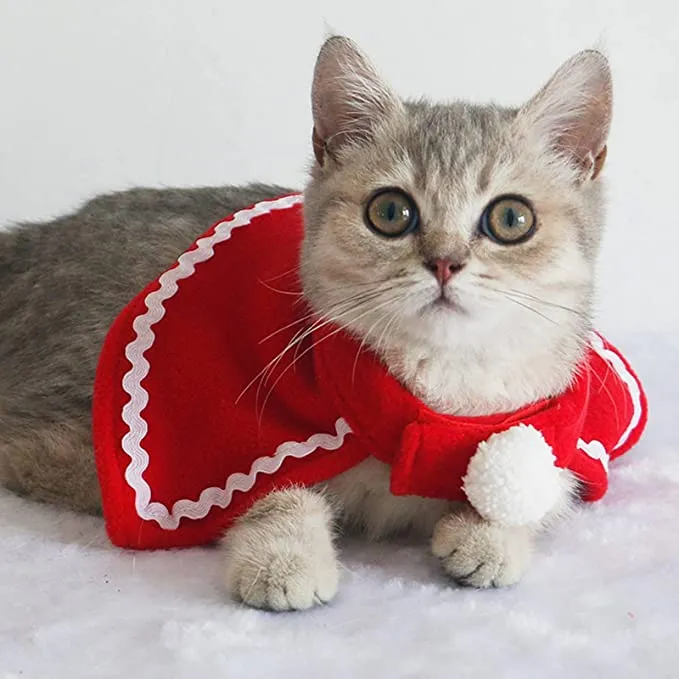 Lovinland Christmas Cat Costumes Funny Santa Claus Clothes For