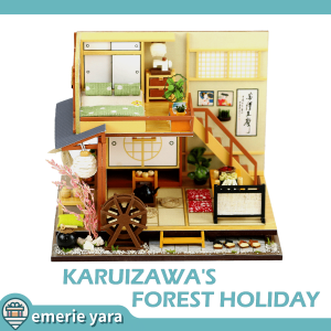 Emerie Yara DIY Miniature Dollhouse Kit - Karuizawas Forest Holiday - w/ LED Lights Music Box Dust Cover - Hobby | Craft | Gifts