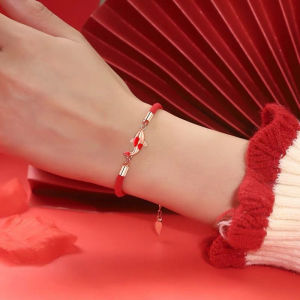 Minwen Good Luck Bracelet Braided Rope Koi Bracelet Red String Valentine Gift Couple Gift