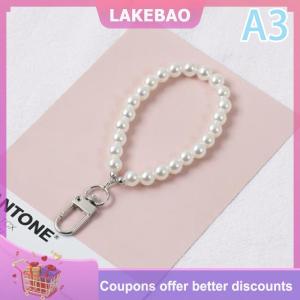 【LAKEBAO】 Mô Phỏng Ngọc Trai Móc Chìa Khóa Cho Aorpods Túi Mặt Dây Chuyền Cổ Tay Đính Cườm Móc Chìa Khóa Cho Phụ Nữ Điện Thoại Di Động Phụ Kiện Tự Làm