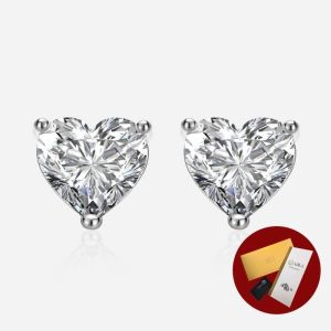 Diamcity (Free Gra Certificate) 1 Karat Moissanite Anting Kancing Hati Cinta Wanita Manis