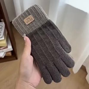 Knitted Gloves Thicken Solid Winter Gloves Fashion Anti slip Touchscreen Warm Mittens Outdoor Riding
