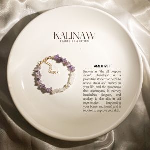 KALINAW Whimsical Semi Precious Chip Stone w/ Pearl Bracelet
