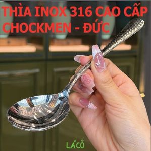 Thìa inox cao cấp 316 thìa Chockmen Đức đẹp sang trọng an tâm sức khỏe muỗng inox họa tiết kim cương thép không gỉ
