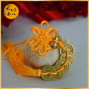 Hồ lô đồng chiêu tài kết hợp xâu tiền trang trí decor phong thủy