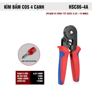 Kìm bấm cos âm thanh ô tô lục giác HSC8 6-6A Kìm bấm chắc chắn loại tốt - Bấm cos dây điện tối đa 6.0 mm